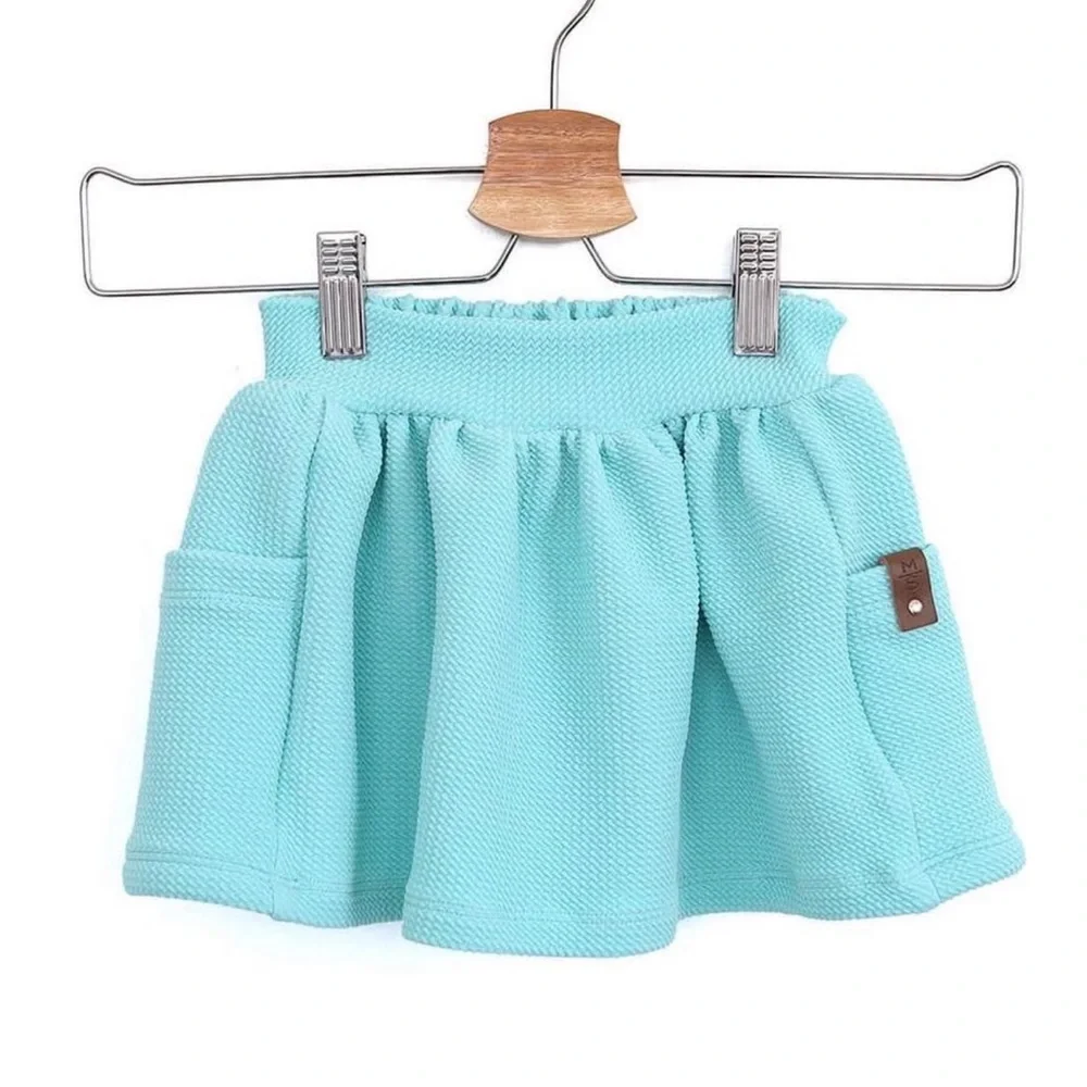 MINISTREET handmade skort size 8 • NWT • aqua • stretchy waist + big pockets ✨